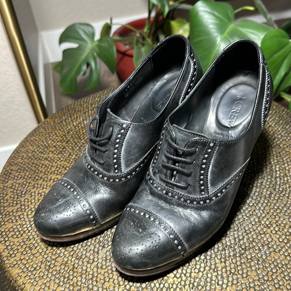 Jcrew Langford leather high-heel oxfords 4” pumps, 8.5 medium, black